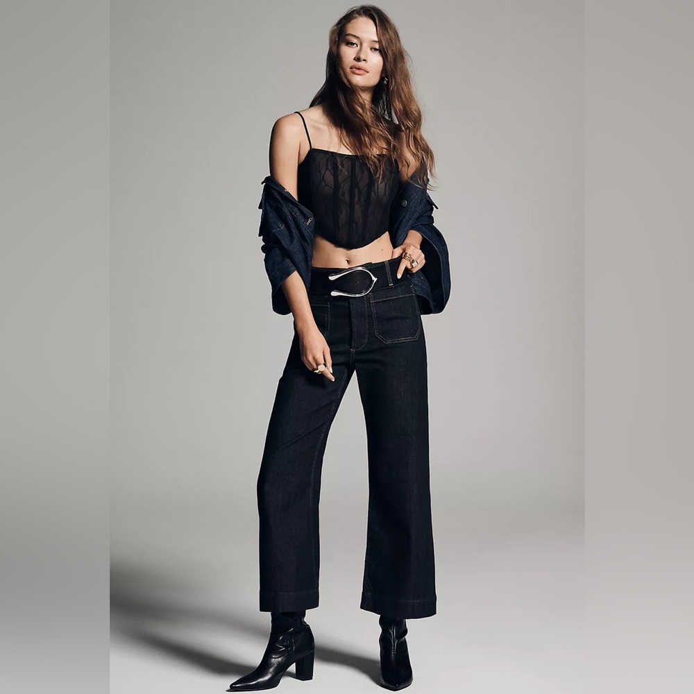 Anthropologie Maeve Colette Crop High Rise Wide Leg Jeans